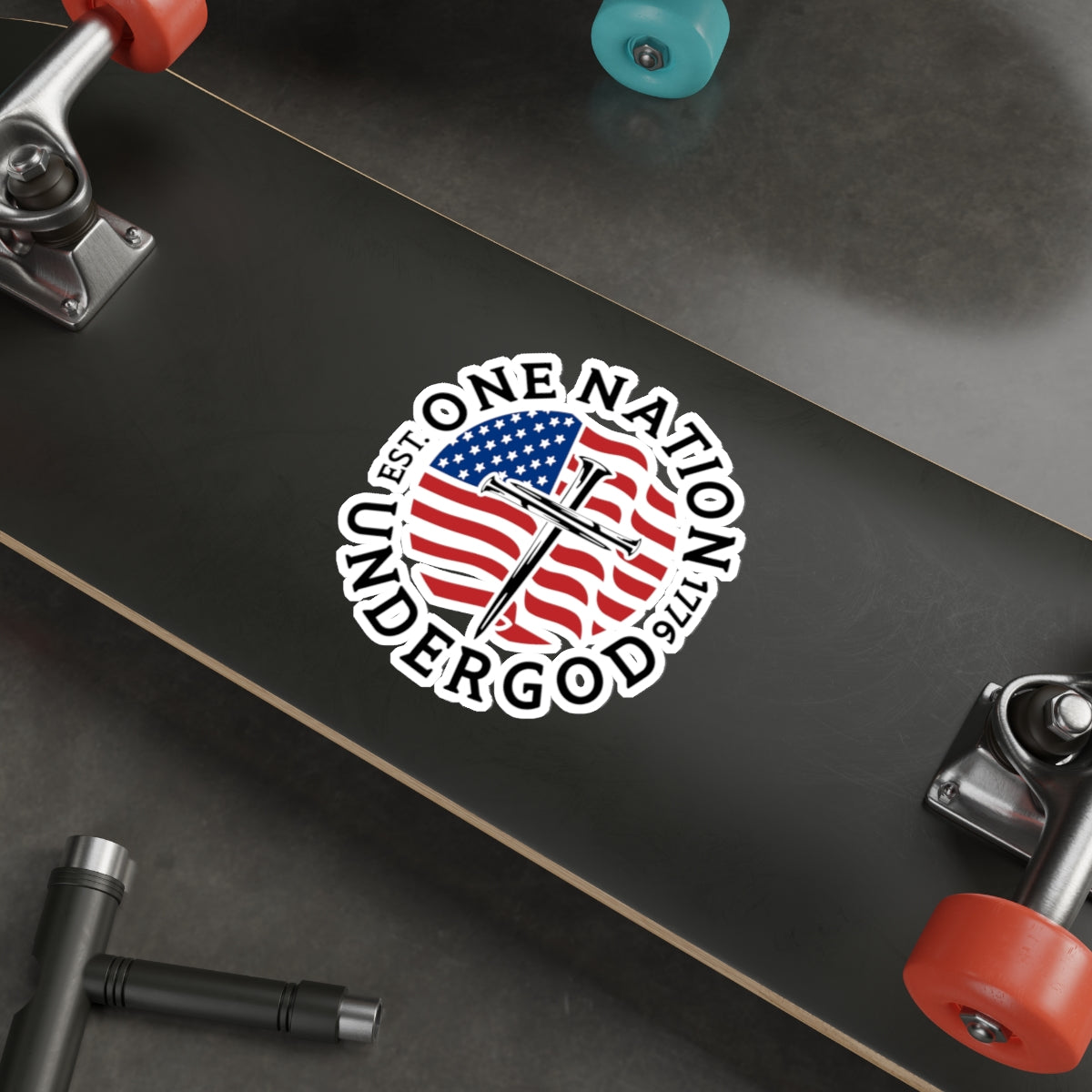 ONE NATION UNDER GOD 1776- COLOR STICKER
