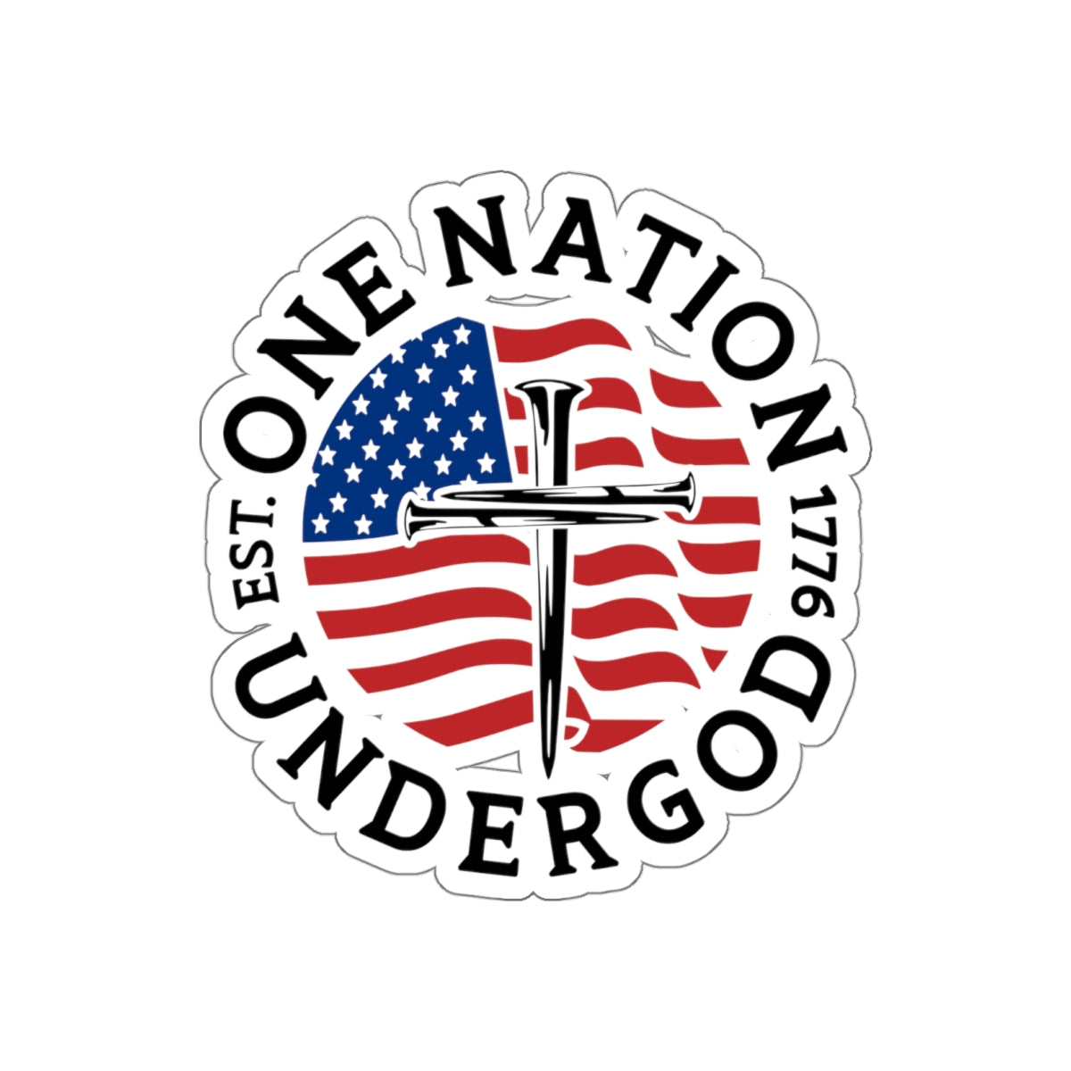 ONE NATION UNDER GOD 1776- COLOR STICKER