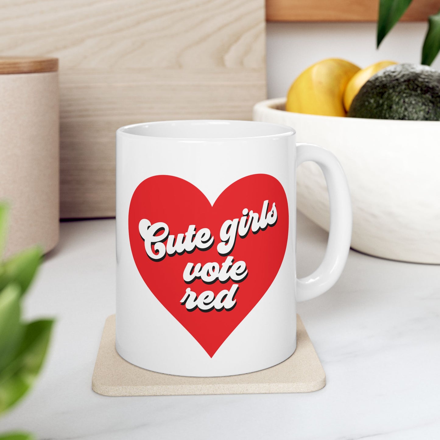 CUTE GIRLS VOTE RED MUG