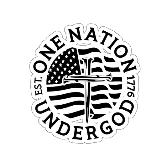 ONE NATION UNDER GOD 1776- B&W STICKER
