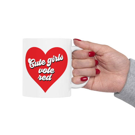 CUTE GIRLS VOTE RED MUG